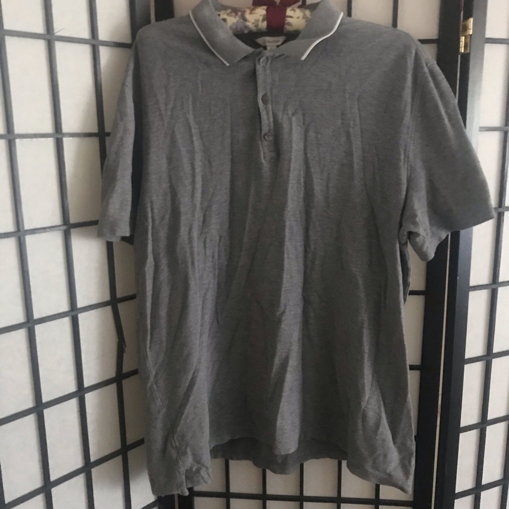 Grey Calvin Klein Polo Button Down Tee